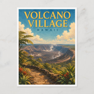 Vulkaan Village Hawaï Kilauea Caldera GeoSaga Briefkaart