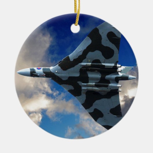 Vulkaanbommenwerper in vlucht keramisch ornament (Voorkant)