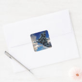 Vulkaanbommenwerper in vlucht vierkante sticker (Envelop)