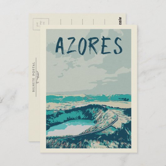 Vulkaanlagune op de Azoren, Atlantische Oceaan P Briefkaart (Voorkant / Achterkant)