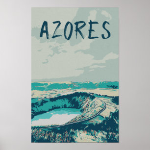 Vulkaanlagune op de Azoren, Atlantische Oceaan P Poster