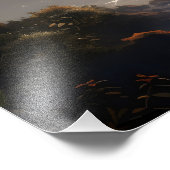 Vulkaanuitbarsting boven water foto afdruk (Hoek)