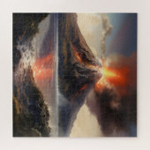 Vulkaanuitbarsting boven water legpuzzel (Horizontaal)