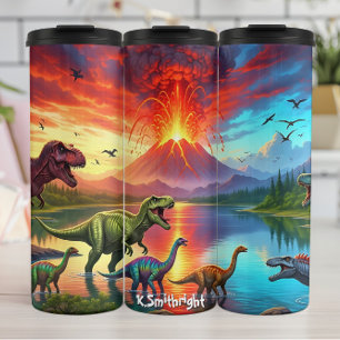 Vulkaanuitbarsting Dinosauriërs Prehistorisch Meer Thermosbeker