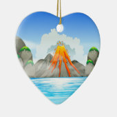 Vulkaanuitbarsting in het meer keramisch ornament (Rechts)