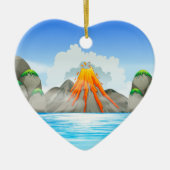 Vulkaanuitbarsting in het meer keramisch ornament (Voorkant)