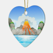 Vulkaanuitbarsting in het meer keramisch ornament (Links)