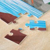 Vulkaanuitbarsting in het meer legpuzzel (Zijkant)