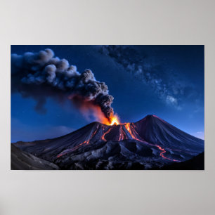 Vulkaanuitbarsting Natuur buitenlandschaplava Poster