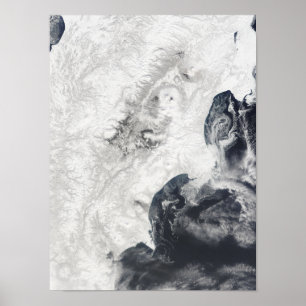 Vulkaanuitbarstingen in het centrum van het schier poster