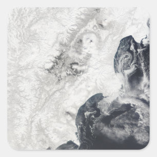 Vulkaanuitbarstingen in het centrum van het schier vierkante sticker