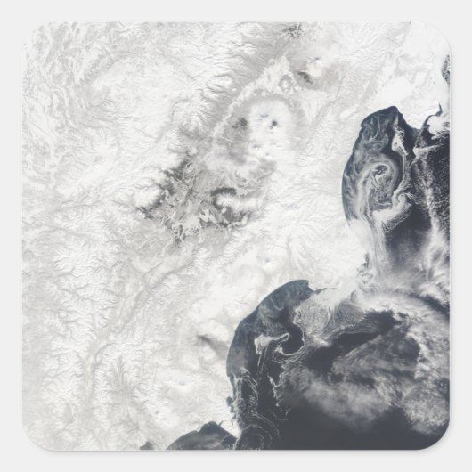 Vulkaanuitbarstingen in het centrum van het schier vierkante sticker (Voorkant)