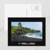 Vulkaanzandstrand op het zwarte briefkaart Hawaï (Voorkant / Achterkant)