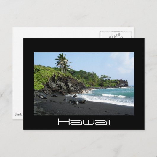 Vulkaanzandstrand op het zwarte briefkaart Hawaï (Voorkant / Achterkant)