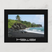 Vulkaanzandstrand op het zwarte briefkaart Hawaï (Voorkant)