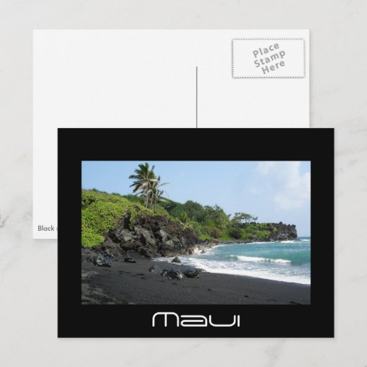 Vulkaanzandstrand op Maui-briefkaart Briefkaart (Voorkant / Achterkant)