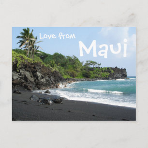 Vulkaanzandstrand op Maui-briefkaart Briefkaart