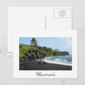 Vulkaanzandstrand op wit briefkaart Hawaï (Voorkant / Achterkant)