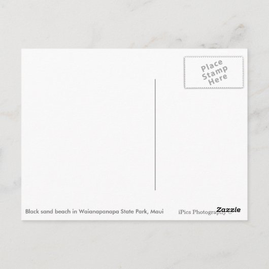 Vulkaanzandstrand op wit briefkaart Hawaï (Achterkant)