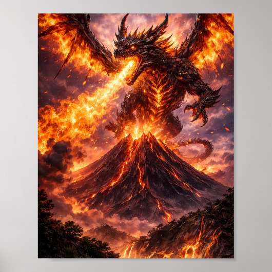 Vulkan Draak Uitbarsting Poster (Voorkant)