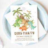 Vulkanen & Dinosaurussen Verjaardagsfeest Kinder Kaart