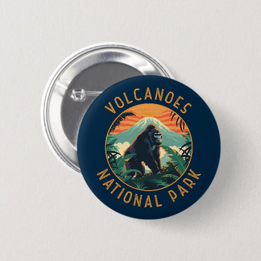 Vulkanen Nationaal Park Rwanda Retro Noodlijdend Ronde Button 5,7 Cm (Voorkant /achterkant)
