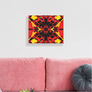 Vulkanisch centrum rood zwart gespiegeld abstract canvas afdruk