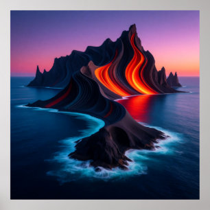 Vulkanisch eiland in schemering 🌋 poster