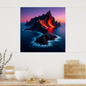 Vulkanisch eiland in schemering 🌋 poster (Keuken)