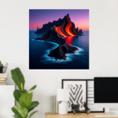 Vulkanisch eiland in schemering 🌋 poster (Thuiskantoor)