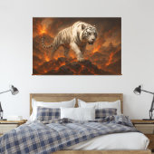 Vulkanisch Witte Tijger Premium Muurkunst – Fijne Canvas Afdruk (Insitu (Slaapkamer))