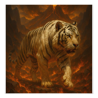 Vulkanisch Witte Tijger Premium Muurkunst – Fijne Foto Afdruk