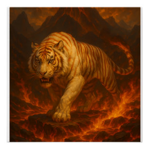 Vulkanisch Witte Tijger Premium Muurkunst – Fijne  Perfect Poster
