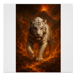 Vulkanisch Witte Tijger Premium Wandkunst – Fijne Perfect Poster
