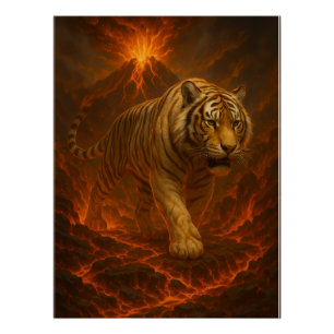 Vulkanisch Witte Tijger Premium Wandkunst – Fijne Perfect Poster