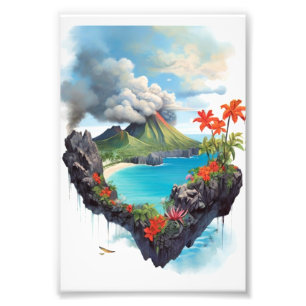 Vulkanische golven: rook-achtig, levendig, bloemen foto afdruk