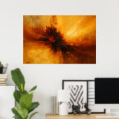Vulkanische Puls - Rode en Amber Abstracte Uitbars Poster (Thuiskantoor)
