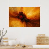 Vulkanische Puls - Rode en Amber Abstracte Uitbars Poster (Keuken)
