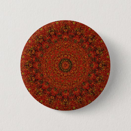 Vulkanische Rode Abstracte Mandala Button (Voorkant)
