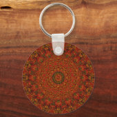 Vulkanische Rode Abstracte Mandala Sleutelhanger (Voorkant)