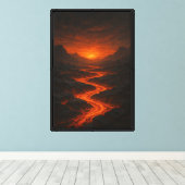 vulkanische schemering canvas afdruk (Insitu (Houten vloer))