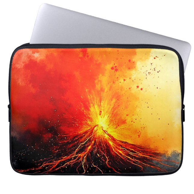 Vulkanische uitbarsting Abstracte kunst Laptop Sleeve (Voorkant)