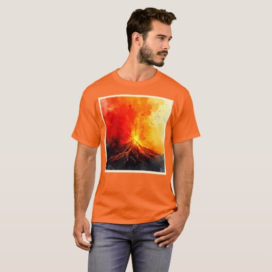 Vulkanische uitbarsting Abstracte kunst T-shirt (Voorkant volledig)