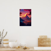 Vulkanische uitbarsting, een Crimson zonsondergang Poster (Keuken)