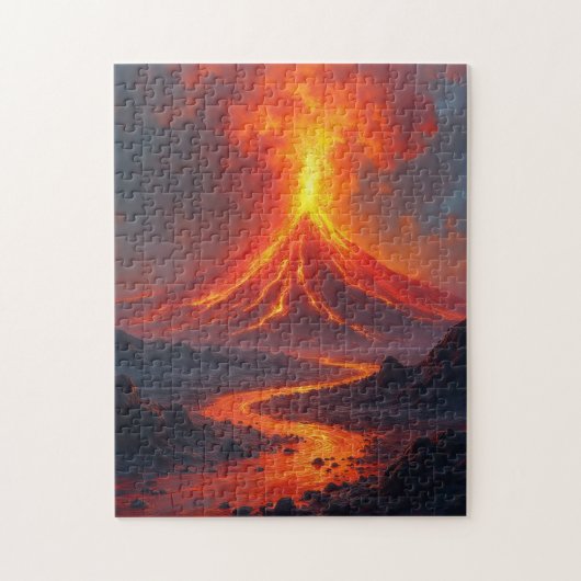 Vulkanische uitbarsting lava heet kleurrijk legpuzzel (Verticaal)