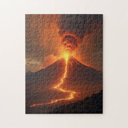 Vulkanische uitbarsting met lava legpuzzel (Verticaal)