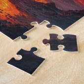 vulkanische uitbarsting met lavastromen legpuzzel (Zijkant)