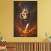 Vulkanische Witte Tijger Premium Kunst aan de Muur Canvas Afdruk (Insitu (Woonkamer))