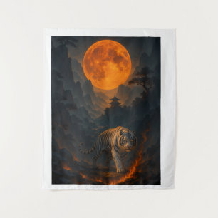 Vulkanische Witte Tijger Premium Kunst aan de Muur Wandkleed