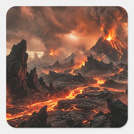 Vulkanlava Vierkante Sticker (Voorkant)